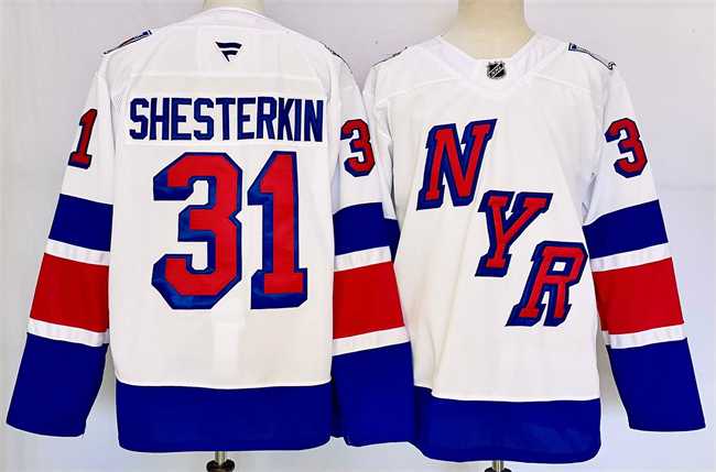 Mens New York Rangers #31 Igor Shesterkin White 2024-25 Stadium Series Stitched Jersey->new york rangers->NHL Jersey